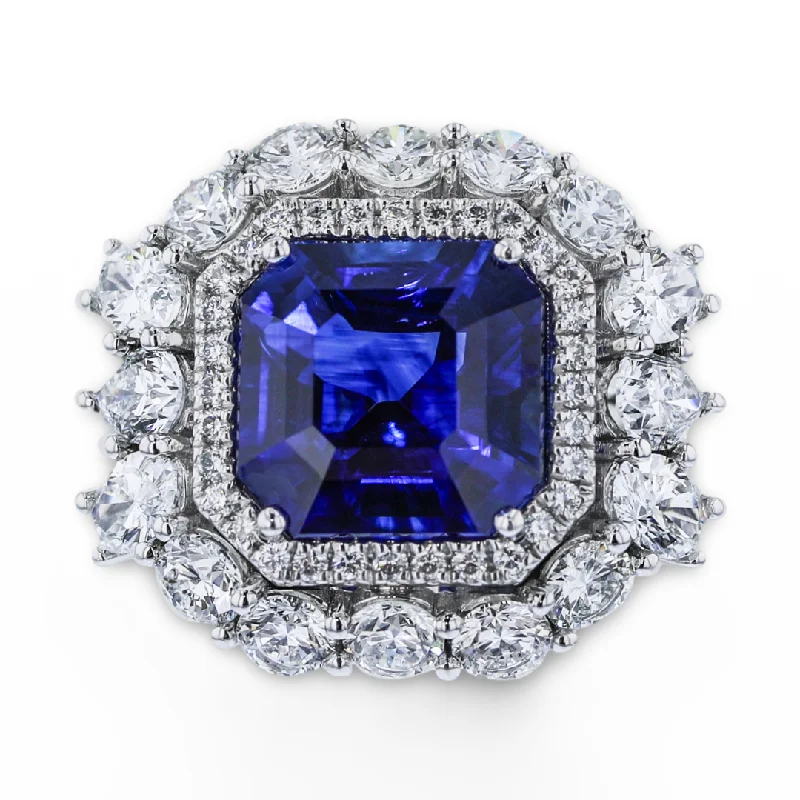 Ladies rings infinite shine -JULEVE PLATINUM 7.28CT SAPPHIRE & 3.38CTW DIAMOND RING