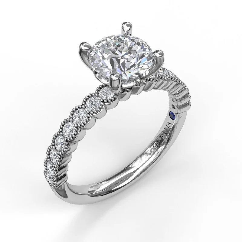 Ladies engagement rings dual shine -Fana Diamond Engagement Ring with a Delicate Milgrain Edge 3037