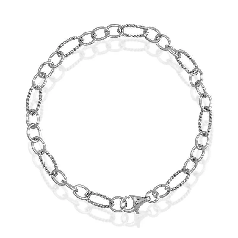 ladies bracelets minimalist-Sterling Silver  Alernating Ovals & Designed Ovals Bracelet