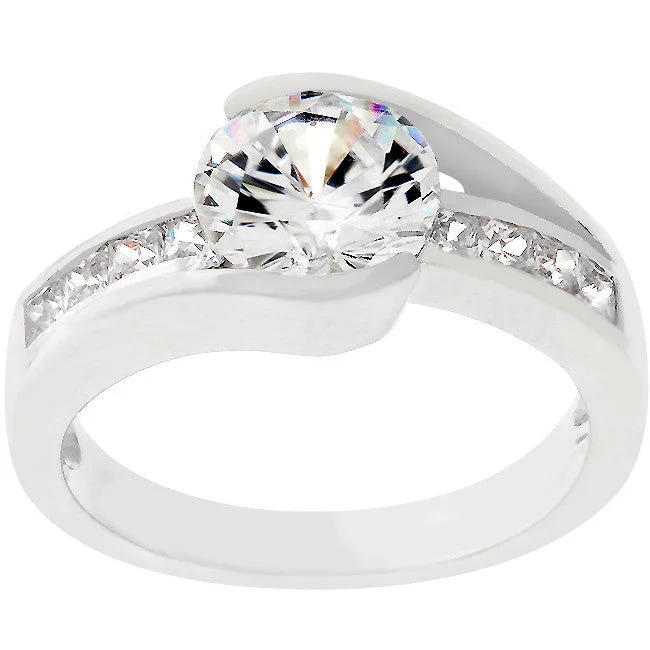 Ladies engagement rings jazz sparkle -Addy Round Solitaire Classic Engagement Ring | 2.8ct | Cubic Zirconia