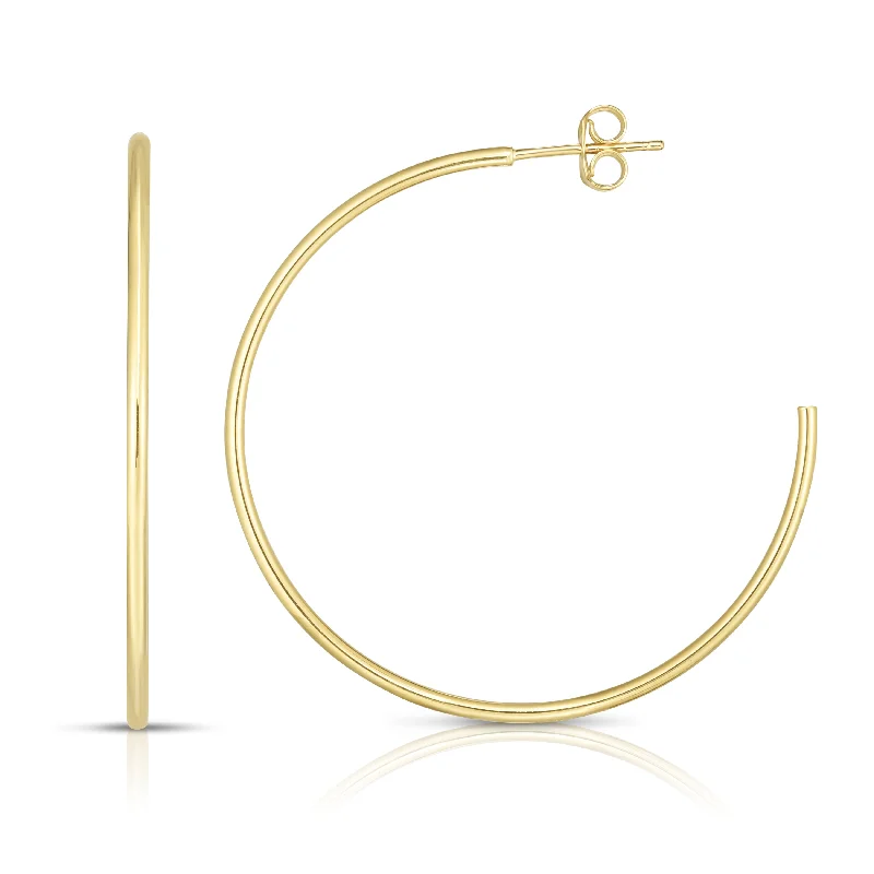 Ladies earrings tint glow -14K Gold 1.5x40mm Polished C Hoop Earring