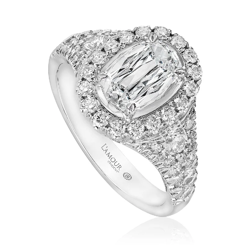 Ladies engagement rings epic radiance -L'Amour Crisscut Oval Diamond Engagement Ring