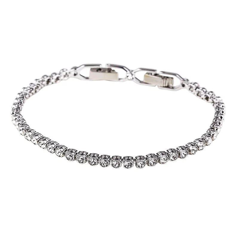 ladies bracelets wrap-Swarovski Women's Emily Rhodium-Plated Clear Crystal Cupchain Bracelet, 6-7/8" Length | 1808960