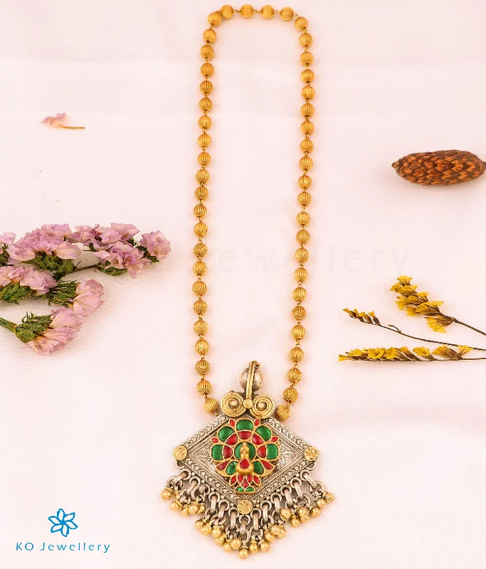 ladies necklaces retro-The Aariya Antique Silver Peacock Kundan Necklace (2 Tone)