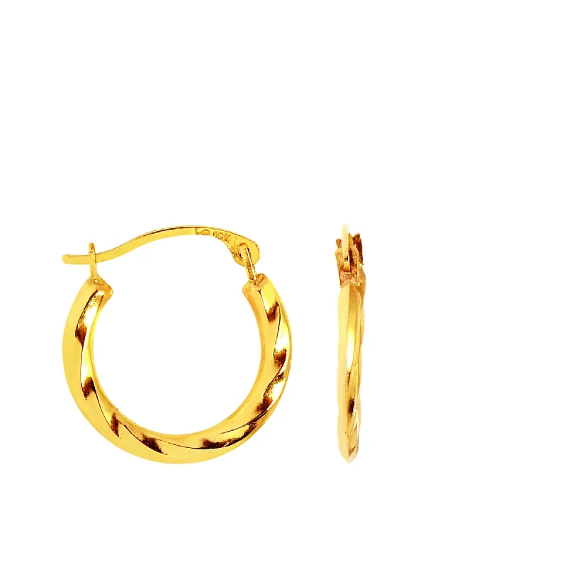 Ladies earrings ruby gleam -10K Gold Mini Twist Hoop Earring