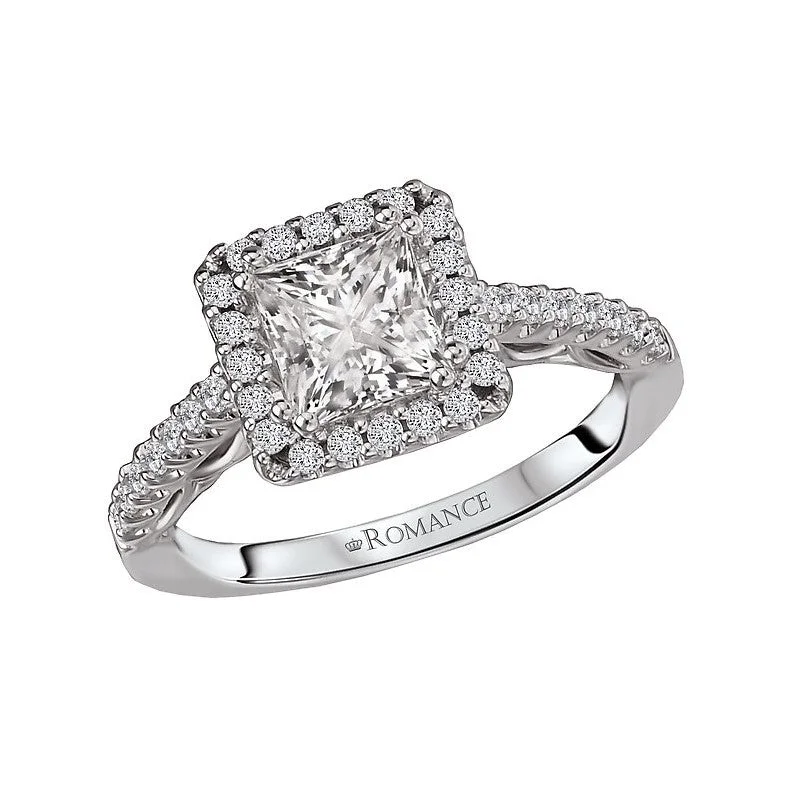 Ladies rings boutique sparkle -14KT WHITE GOLD 1 1/3 CTW DIAMOND SQUARE HALO RING