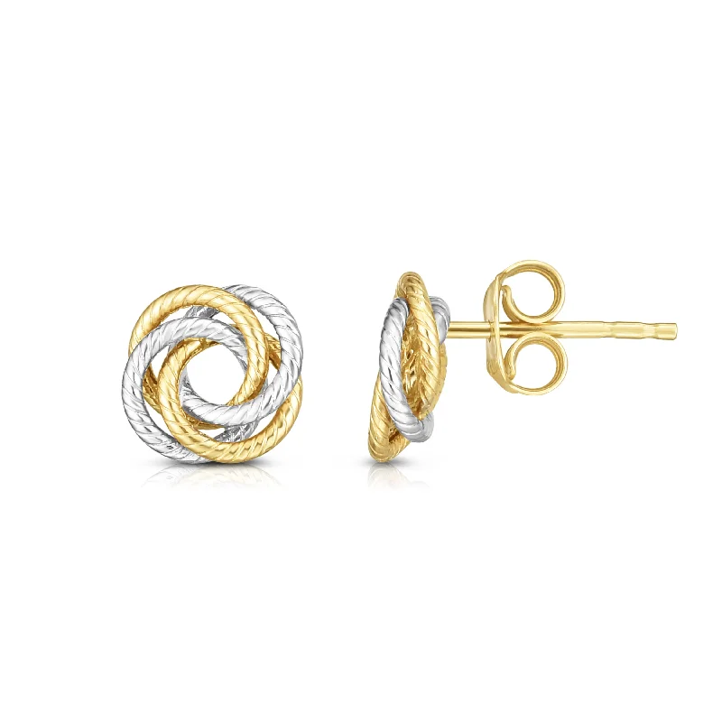 Ladies earrings fierce radiance -14K Gold Multi-Row, Open Center Love Knot Stud Earring