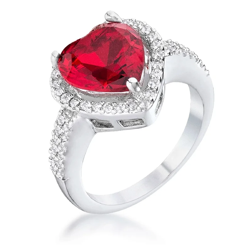 Ladies engagement rings princess cut glow -Panna 5.5ct Ruby Heart Solitaire Engagement Ring | 6.8ct