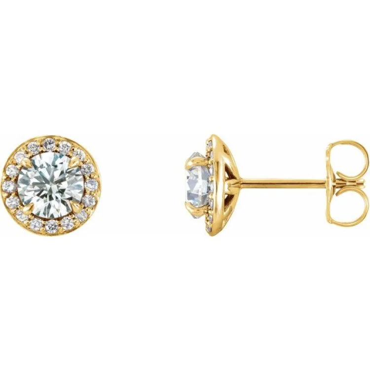 Ladies earrings own shine -14K Yellow 5/8 CTW Natural Diamond Halo-Style Earrings