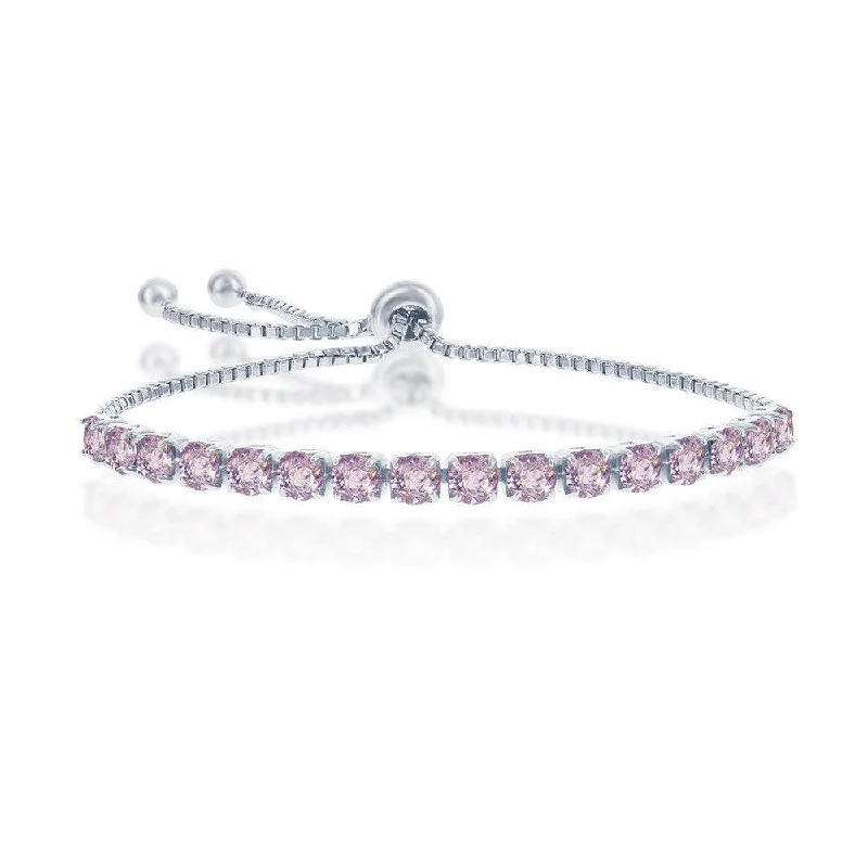 ladies bracelets bridal-Sterling Silver Light Amethyst "June" Swarovski Element Bracelet