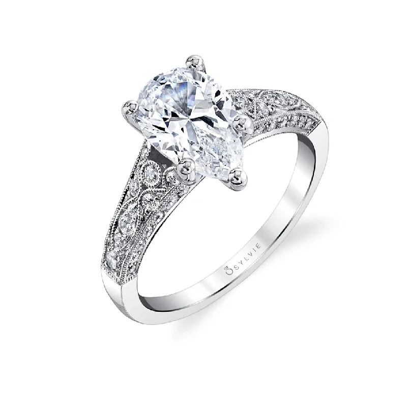 Ladies engagement rings bride charm -Sylvie Pear Shaped Engagement Ring S1272 - PS