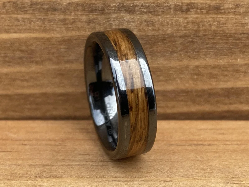 Ladies rings always glow -“The Bourbon Mini” 100% USA Made Build Your Own Ring Black Diamond Ceramic Pipe Cut 6mm High Polish Ring