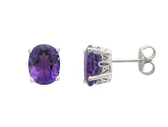 Ladies earrings pine radiance -14KT WHITE GOLD 3.40 CTW OVAL AMETHYST EARRINGS