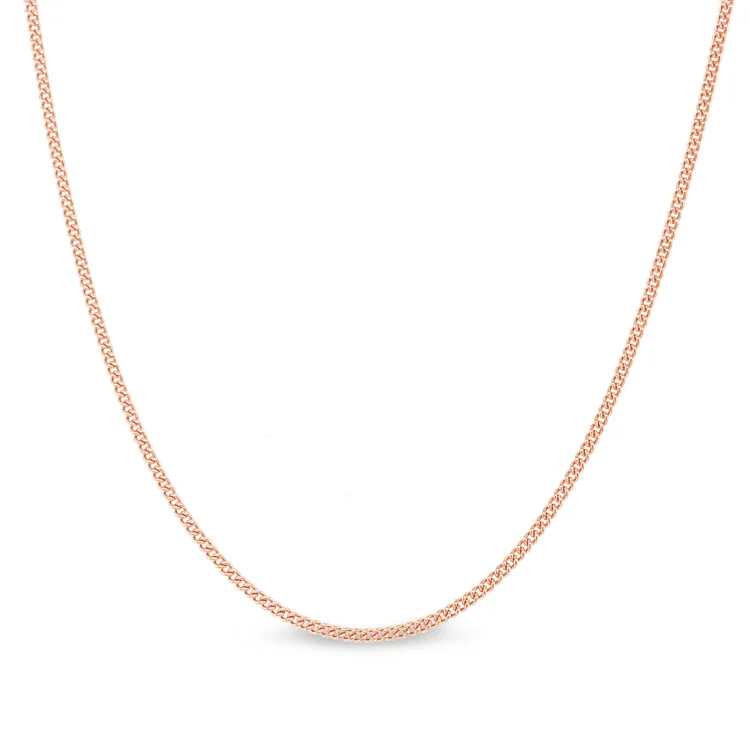 Ladies rings bunch glow -18" Rose Gold Sterling Silver 1mm Curb Chain with End Caps and Spring Ring