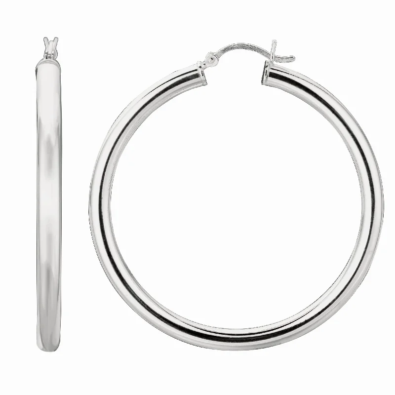 Ladies earrings nuptial shine -Silver 4x40mm Hoop Earring