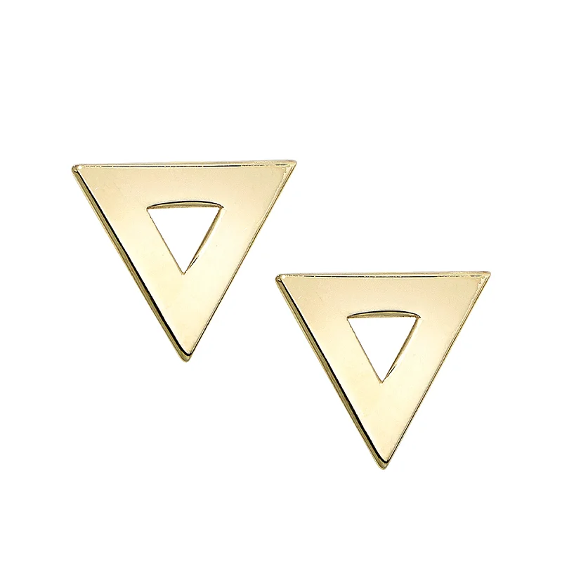 Ladies earrings date radiance -14K Gold Polished Open Triangle Stud Earring