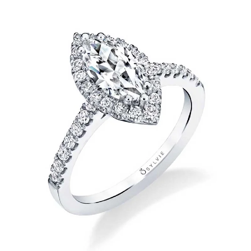 Ladies engagement rings infinite radiance -Sylvie Marquise Engagement Ring With Halo S1475-MQ