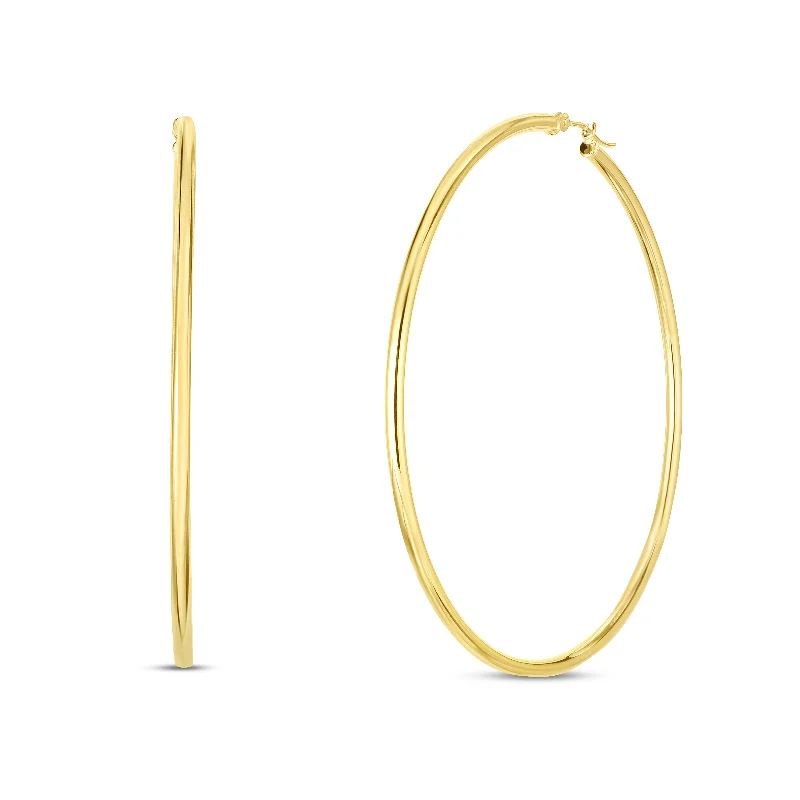 Ladies earrings line radiance -14K Gold 2x60mm Polished Hoop Earring