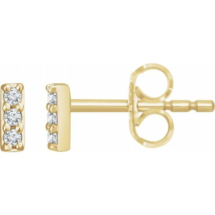 Ladies earrings wave radiance -14K Yellow .05 CTW Natural Diamond Bar Earrings