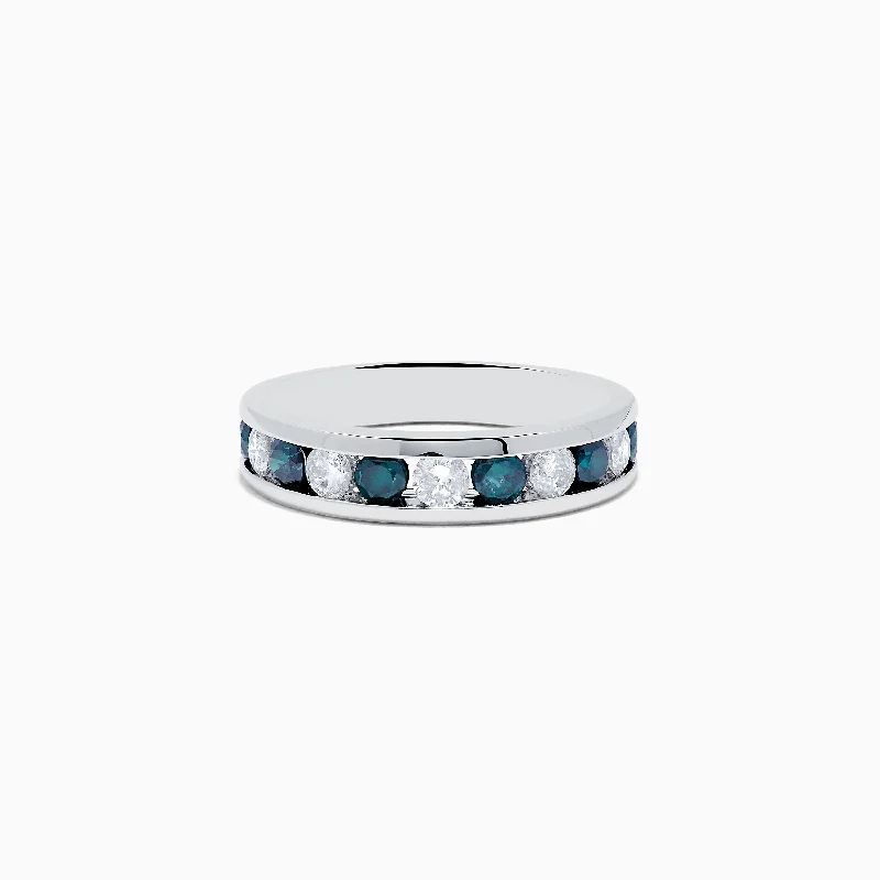 Ladies rings hope charm -Bella Bleu 14K White Gold White and Blue Diamond Ring