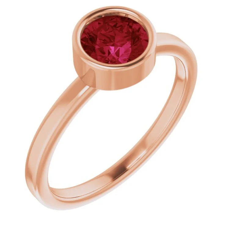 Ladies rings save charm -14K Rose 6 mm Lab-Grown Ruby Ring