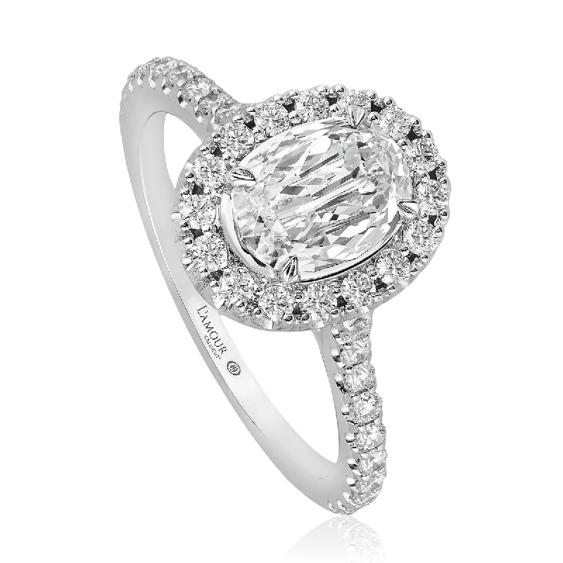 Ladies engagement rings burst radiance -L'Amour Crisscut Oval Diamond Engagement Ring