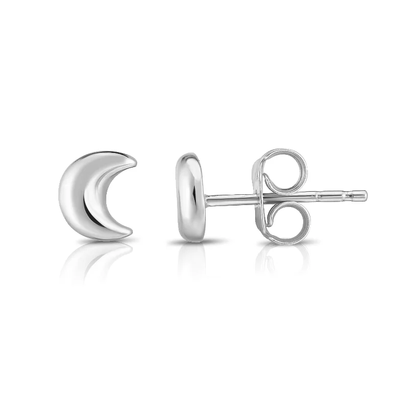 Ladies earrings fog shine -14K Gold Moon Stud Earring