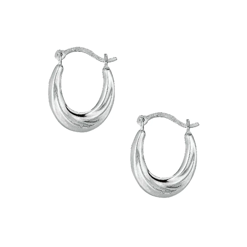 Ladies earrings fast gleam -10K Gold Mini Oval Hoop Earring