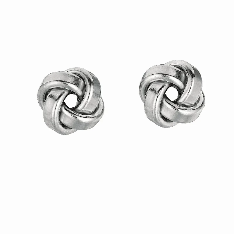 Ladies earrings pave glow -Silver Small Polished Love Knot Earring