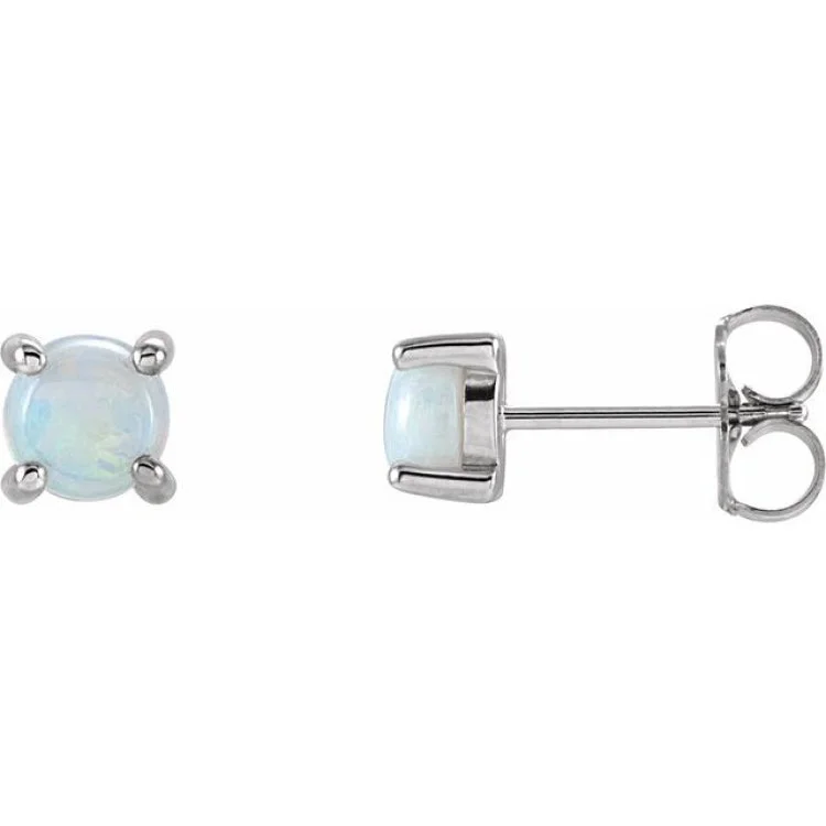 Ladies earrings fair charm -14K White 5 mm Natural White Opal Earrings