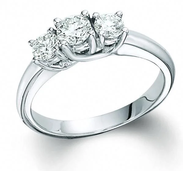 Ladies rings warm radiance -Round 3 Stone Ring