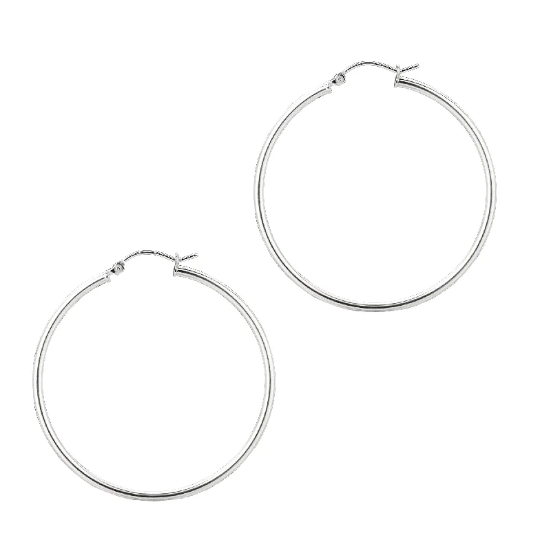 Ladies earrings old shine -Silver 2x40mm Hoop Earring