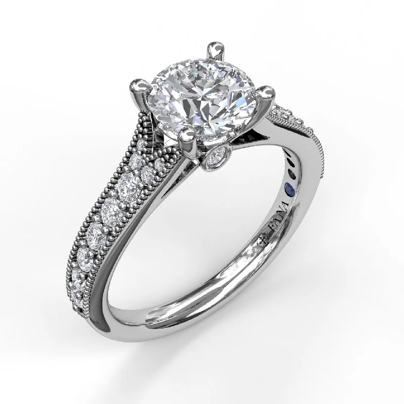 Ladies engagement rings web shine ring -Fana Classic Diamond Engagement Ring with Detailed Milgrain Band 3827