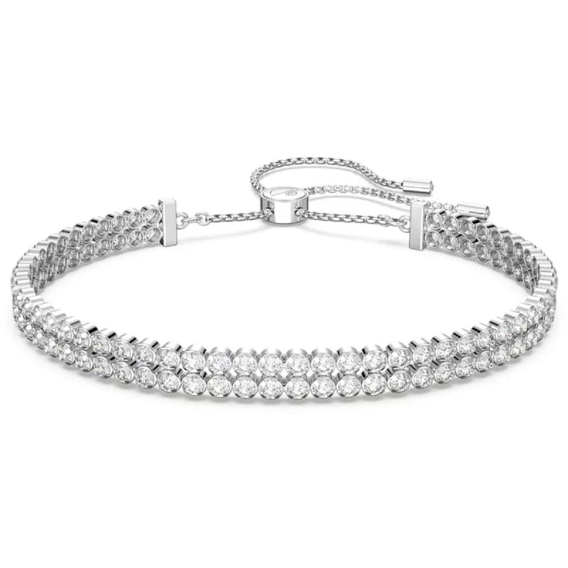 ladies bracelets lightweight design-Swarovski Women's Bracelet - Subtle Crystals Two Strands Rhodium Plated | 5221397