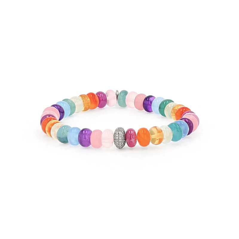 ladies bracelets durable-Chakra Energy Stone Bracelet with Diamond Donut - 7mm  B0003099