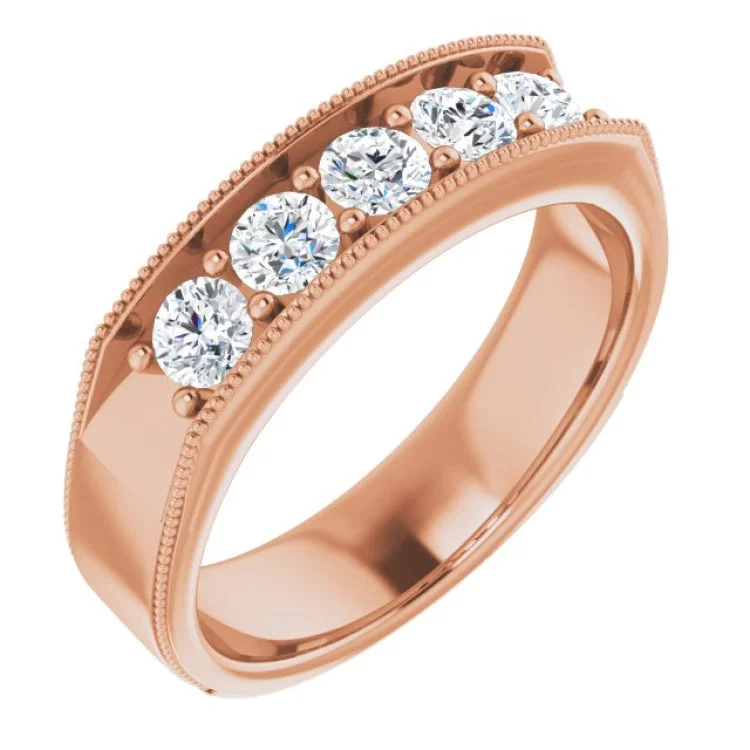 Ladies rings life charm -14K Rose 1 CTW Natural Diamond Ring