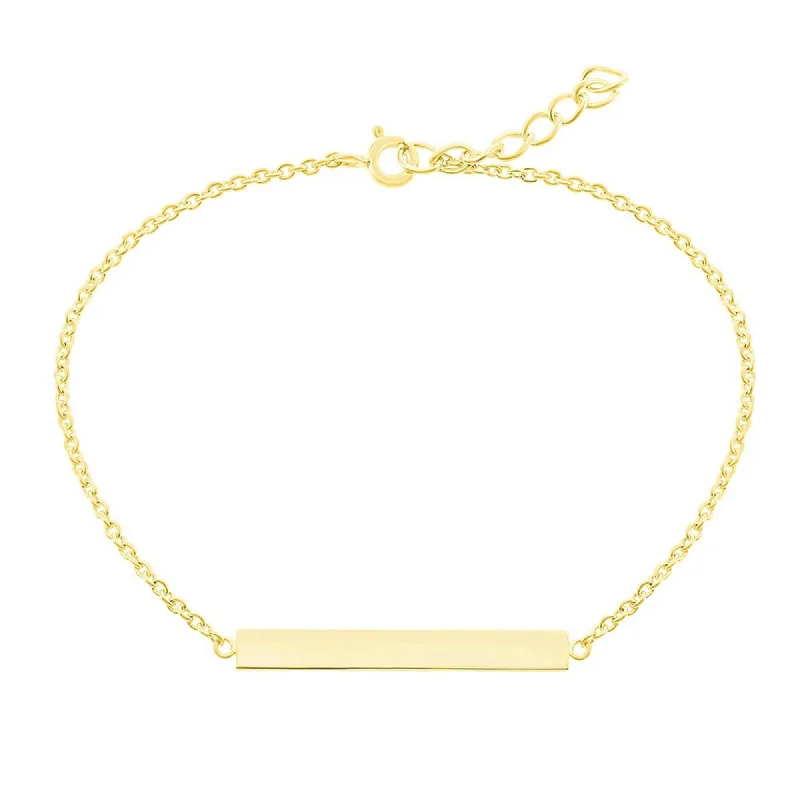 ladies bracelets bold design-Classic Women's Bracelet - Gold Plated Sterling Silver Bar ID Spring Clasp | S-4948