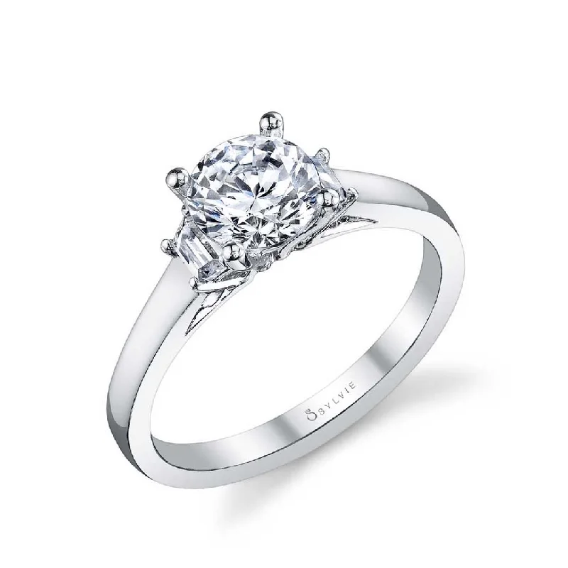 Ladies engagement rings crafted beauty -Sylvie Modern Three Stone Engagement Ring S1095