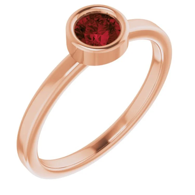 Ladies rings lore radiance -14K Rose 4.5 mm Natural Mozambique Garnet Ring