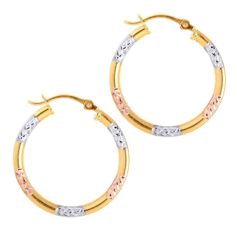 Ladies earrings victorian glow -10K Gold Diamond Cut Hoop Earring