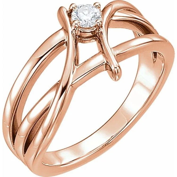 Ladies rings ever glow -14K Rose 1/8 CT Natural Diamond Ring