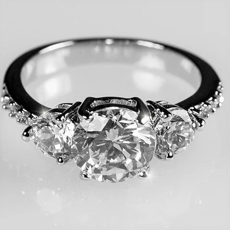 Ladies engagement rings tale charm -Alba Three Round Stone Engagement Ring | 2.5ct | Cubic Zirconia