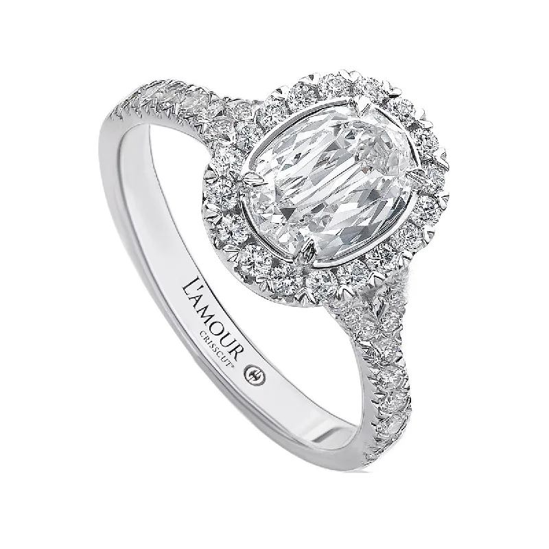 Ladies engagement rings luxe glow -L'Amour Crisscut Oval Diamond Engagement Ring