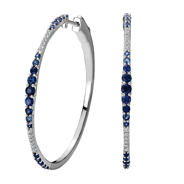 Ladies earrings chant shine -Sapphire and Diamond Hoop Earrings