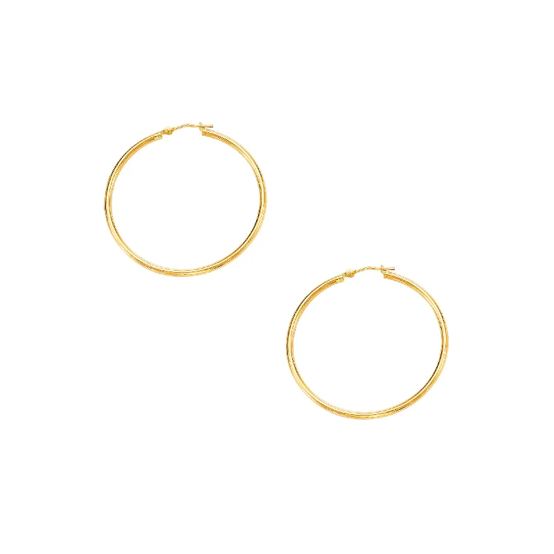 Ladies earrings prism charm -10K Gold 2x40mm Hoop Earring