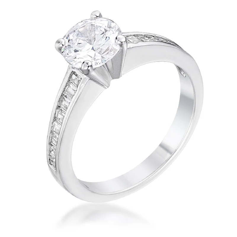 Ladies engagement rings firm radiance -Neila Classic Round Solitaire Engagement RIng | 1.7ct