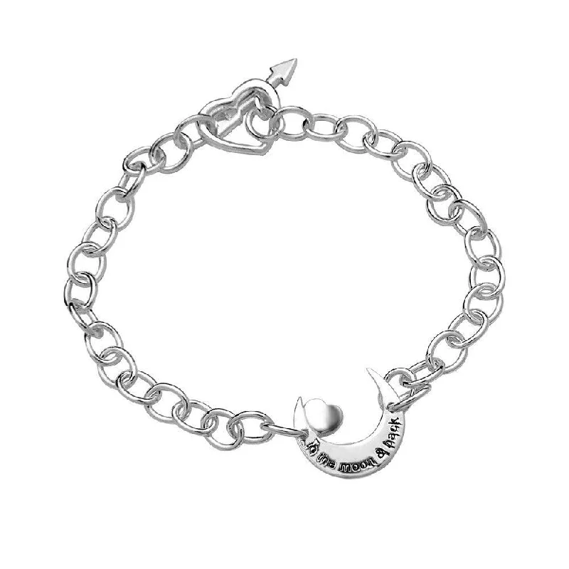 ladies bracelets clearance-Sterling Silver "To The Moon and Back" Toggle Bracelet