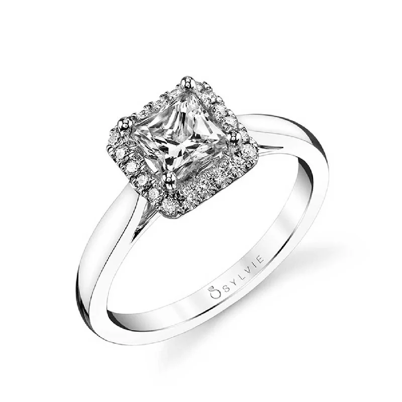 Ladies engagement rings isle charm -Sylvie Princess Cut Halo Engagement Ring SY729-PR