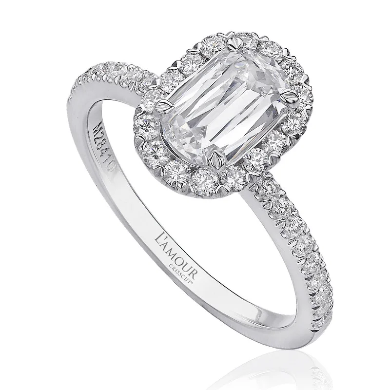 Ladies engagement rings lab grown glow -L'Amour Crisscut Oval Diamond Engagement Ring