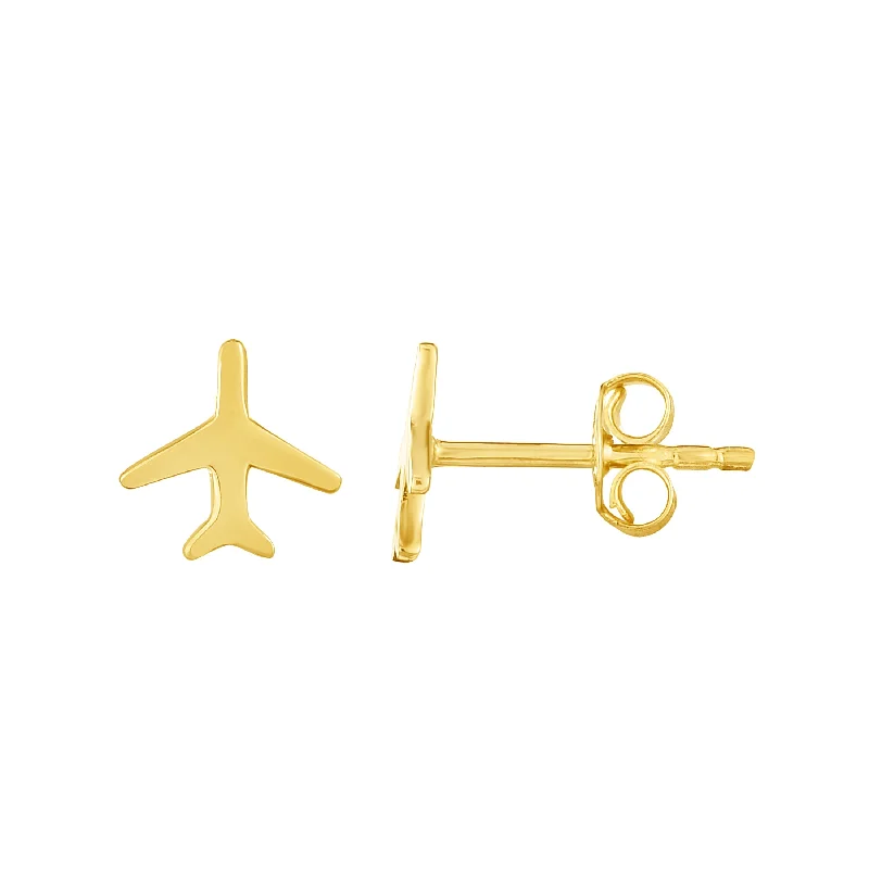 Ladies earrings gleam radiance -14K Gold Polished Airplane Stud Earring